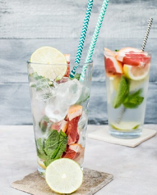 Grapefruit spritzers for evening pick me up